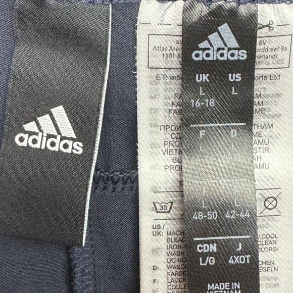 EUC - Adidas, Navy 3 striped cotton leggings Size L - Picture 4 of 8